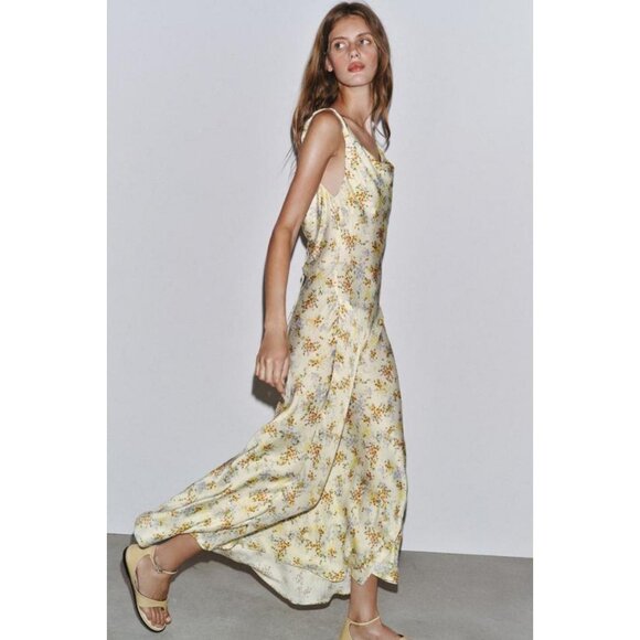 ZARA ZW COLLECTION PRINTED SATIN DRESS - Picture 1 of 8
